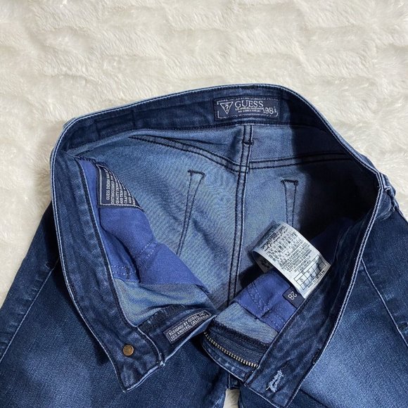 Guess USA Womens Size 28 (26x30 msrd) 1981 Skinny High Rise Stretch Blue Jeans - Picture 10 of 12